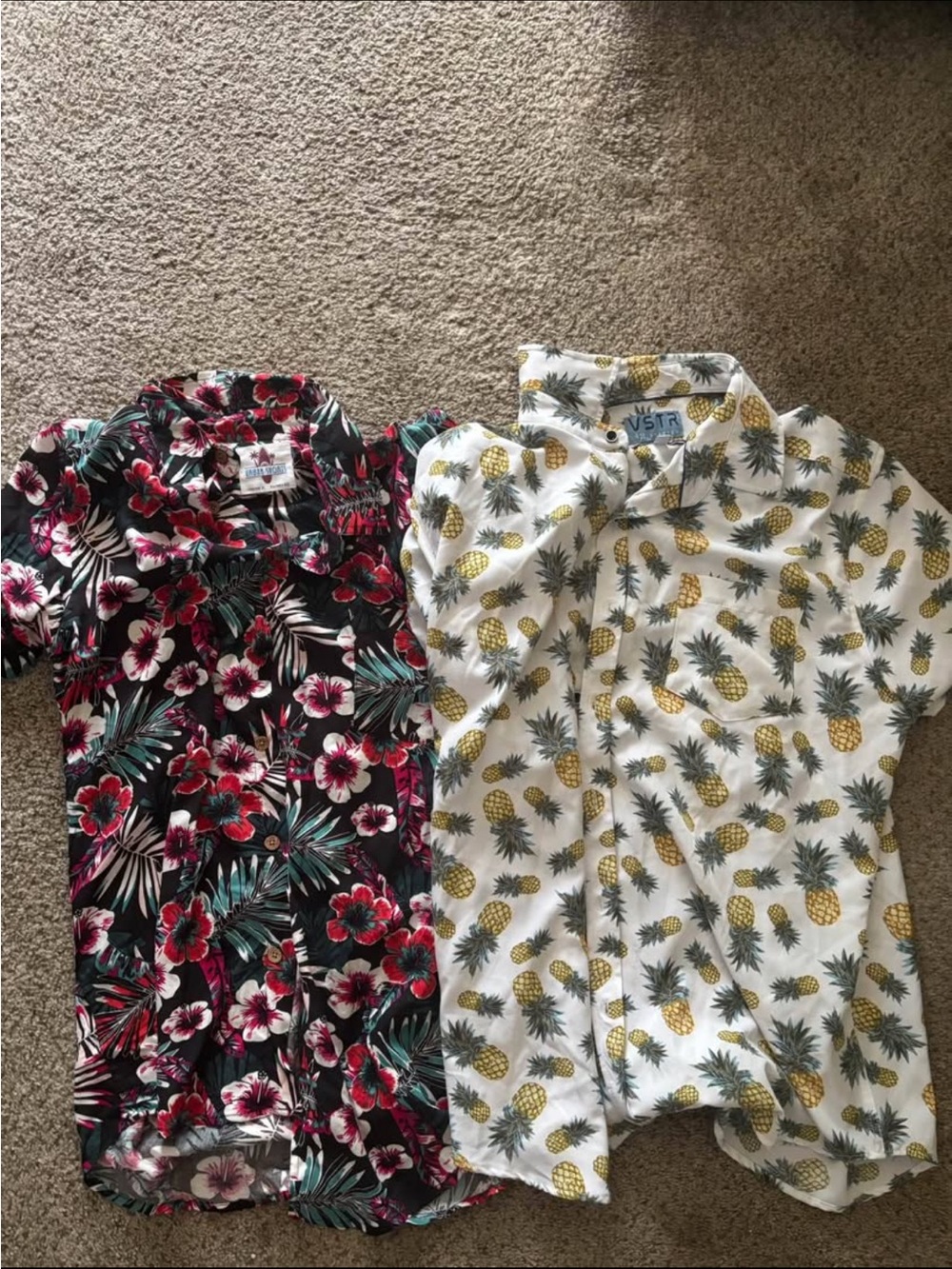Men’s Pineapple Print Short-Sleeve Shirt - White & Yellow
